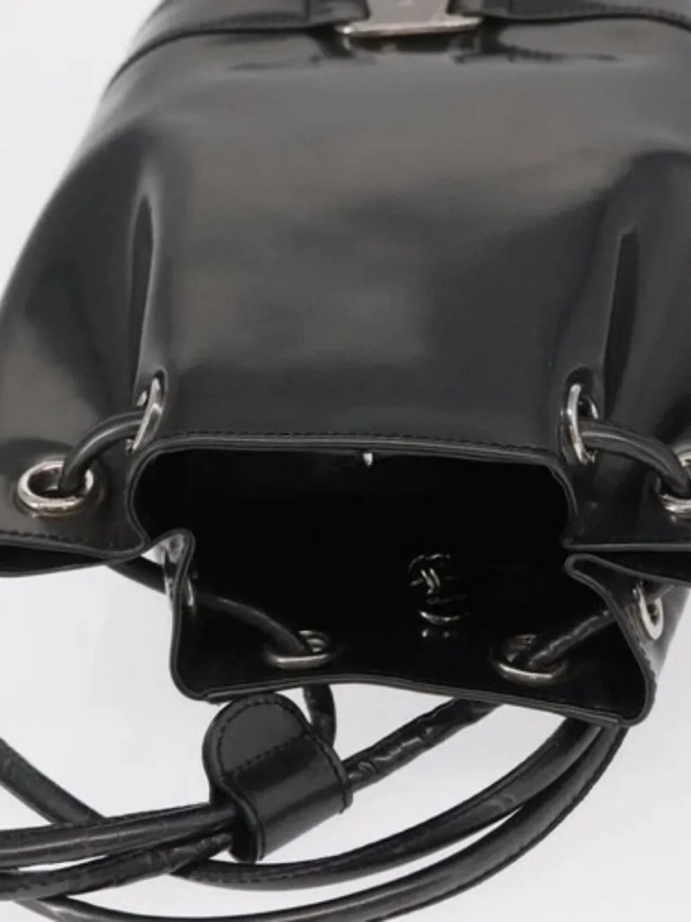 Salvatore Ferragamo Vala Backpack Leather Silver Auth BA8422